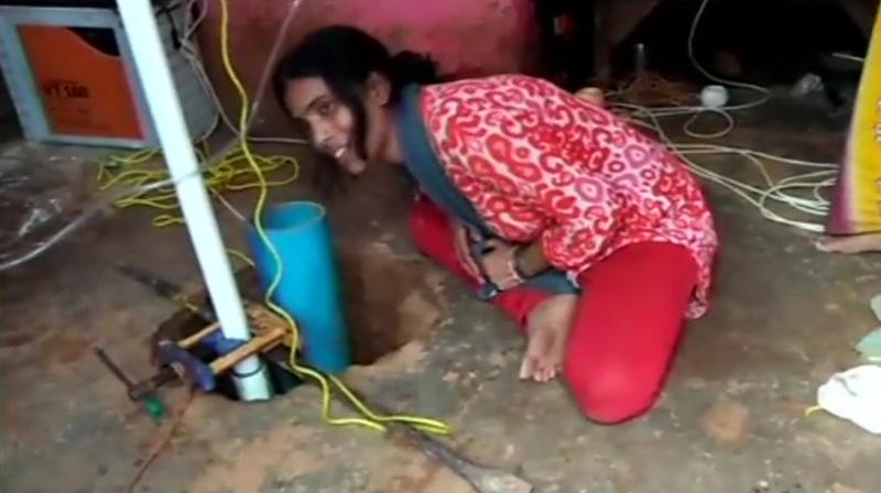 'We've provided her oxygen and made all arrangements for her safety. We've placed rods to ensure that she doesn't fall further down. It might take another four hours to rescue her,' SDRF official said. (Photo: Twitter | ANI) 'We've provided her oxygen and made all arrangements for her safety. We've placed rods to ensure that she doesn't fall further down. It might take another four hours to rescue her,' SDRF official said. (Photo: Twitter | ANI)