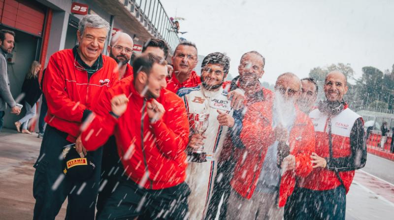 Mahaveer Raghunathan (Centre) and members from PS Racing by Coloni Motorsport celebrate after winning the prestigious Boss GP Championship (Formula Class). (Photo: Facebook) Mahaveer Raghunathan (Centre) and members from PS Racing by Coloni Motorsport celebrate after winning the prestigious Boss GP Championship (Formula Class). (Photo: Facebook)