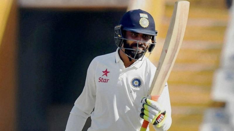 Jadeja, who has not played for India since the Test series in Sri Lanka two months ago, struck his eighth first- class hundred to take Saurashtra to 428 for four at stumps. (Photo:PTI) Jadeja, who has not played for India since the Test series in Sri Lanka two months ago, struck his eighth first- class hundred to take Saurashtra to 428 for four at stumps. (Photo:PTI)