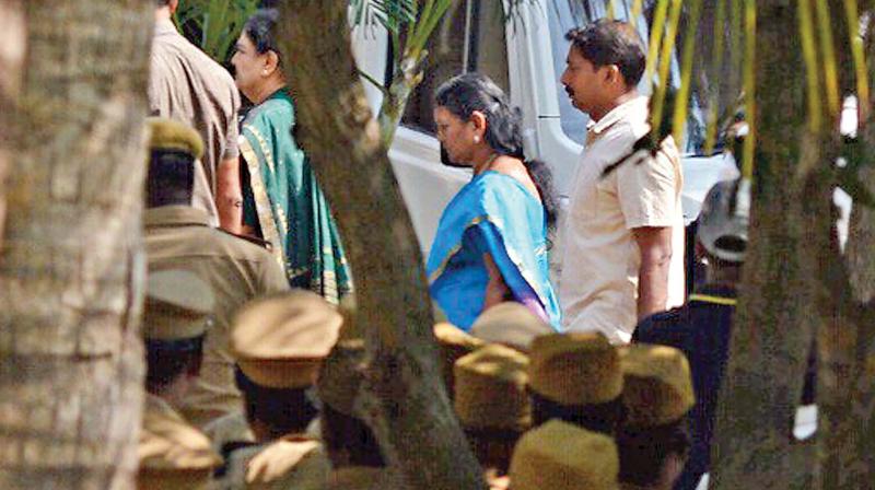 On the day of her conviction by Supreme Court, AIADMK leader V K Sasikala at Koovathur resort on Tuesday evening. (Photo: DC) On the day of her conviction by Supreme Court, AIADMK leader V K Sasikala at Koovathur resort on Tuesday evening. (Photo: DC)