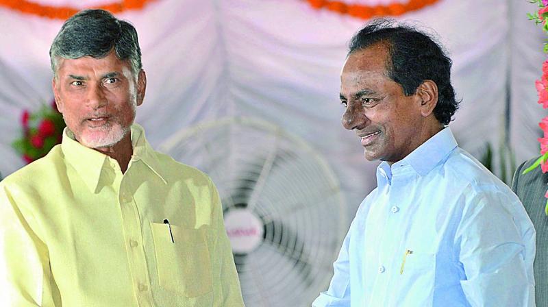 A file photo of Telangana Chief Minister K. Chandrasekhar Rao and Andhra Pradesh Chief Minister N. Chandrababu Naidu. A file photo of Telangana Chief Minister K. Chandrasekhar Rao and Andhra Pradesh Chief Minister N. Chandrababu Naidu.