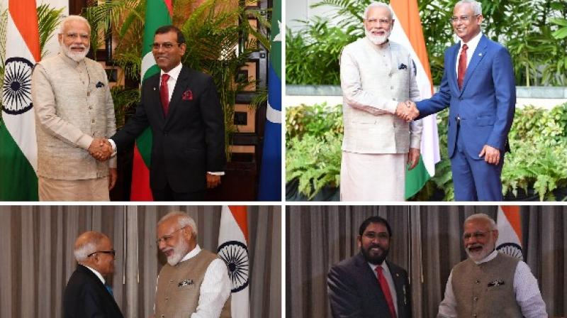 PM Modi arrived in the Maldives on Saturday and received a ceremonial welcome at the Republic Square in Male. (Photo: ANI) PM Modi arrived in the Maldives on Saturday and received a ceremonial welcome at the Republic Square in Male. (Photo: ANI)
