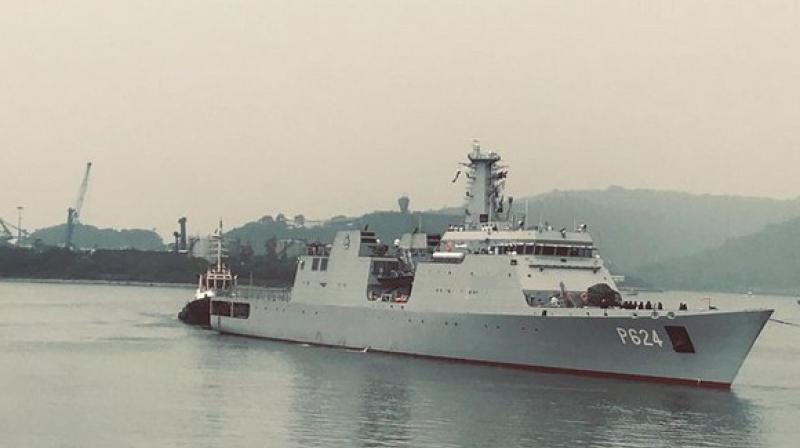 The two ships had left from Trincomalee in Sri Lanka for Visakhapatnam Port on Thursday. (Photo: Twitter) The two ships had left from Trincomalee in Sri Lanka for Visakhapatnam Port on Thursday. (Photo: Twitter)