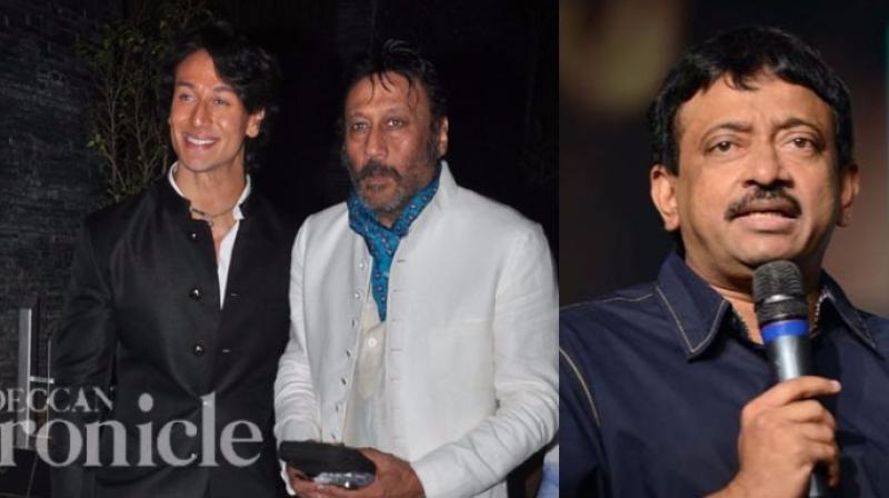 (L) Tiger and Jackie Shroff and RGV. (L) Tiger and Jackie Shroff and RGV.