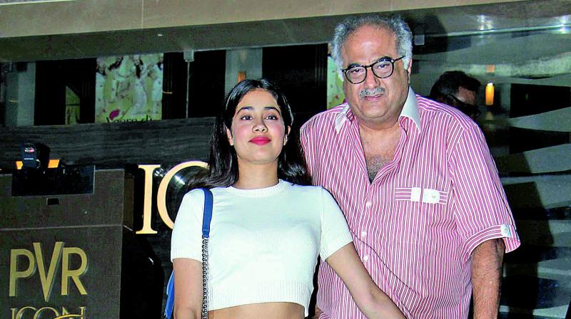 Janhvi Kapoor and Boney Kapoor. Janhvi Kapoor and Boney Kapoor.
