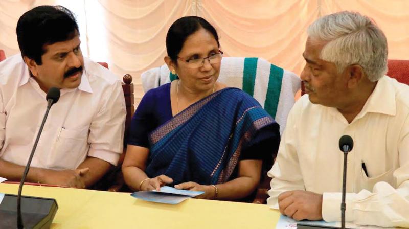 Social justice minister K.K. Shylaja flanked by former health minister V.S. Sivakumar and NIMHANS registrar Dr K. Sekhar at the State-level inauguration of Kaval, a unique psychosocial intervention for children in conflict with the law, in Thiruvananthaupram on Monday. (Photo: DC) Social justice minister K.K. Shylaja flanked by former health minister V.S. Sivakumar and NIMHANS registrar Dr K. Sekhar at the State-level inauguration of Kaval, a unique psychosocial intervention for children in conflict with the law, in Thiruvananthaupram on Monday. (Photo: DC)