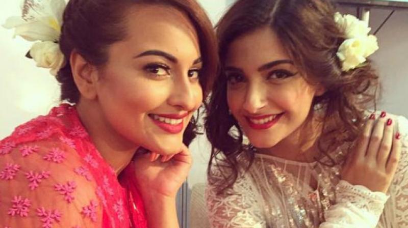 Sonakshi Sinha and Sonam Kapoor at an event. Sonakshi Sinha and Sonam Kapoor at an event.