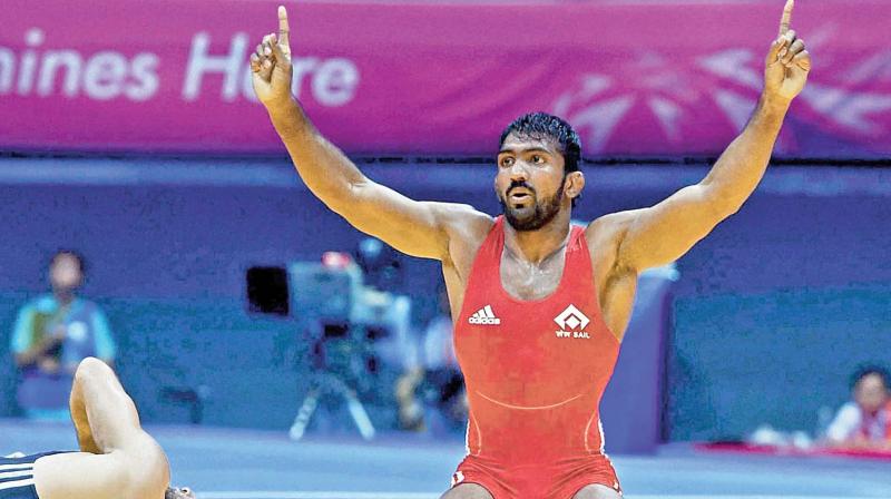 Yogeshwar celebrates a win. Yogeshwar celebrates a win.
