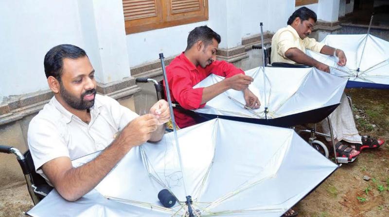 Umbrella making in progress at 'Alivu'. (file pic) Umbrella making in progress at 'Alivu'. (file pic)