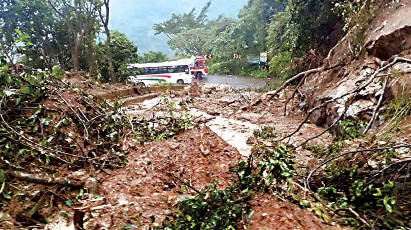 A damaged portion of Wayanad Ghat section in Kerala A damaged portion of Wayanad Ghat section in Kerala