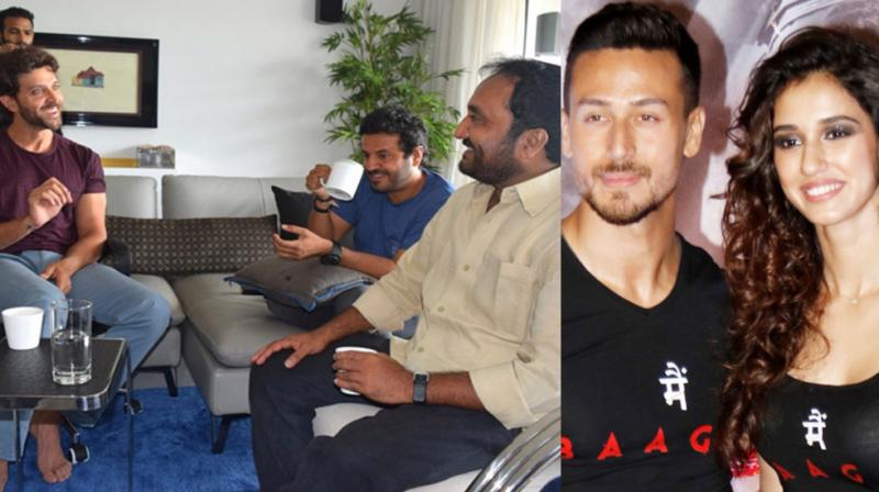 Hrithik Roshan with director Vikas Bahul and 'Super 30' teacher Anand Kumar, Tiger Shroff and Disha Patani at 'Baaghi 2' event. Hrithik Roshan with director Vikas Bahul and 'Super 30' teacher Anand Kumar, Tiger Shroff and Disha Patani at 'Baaghi 2' event.