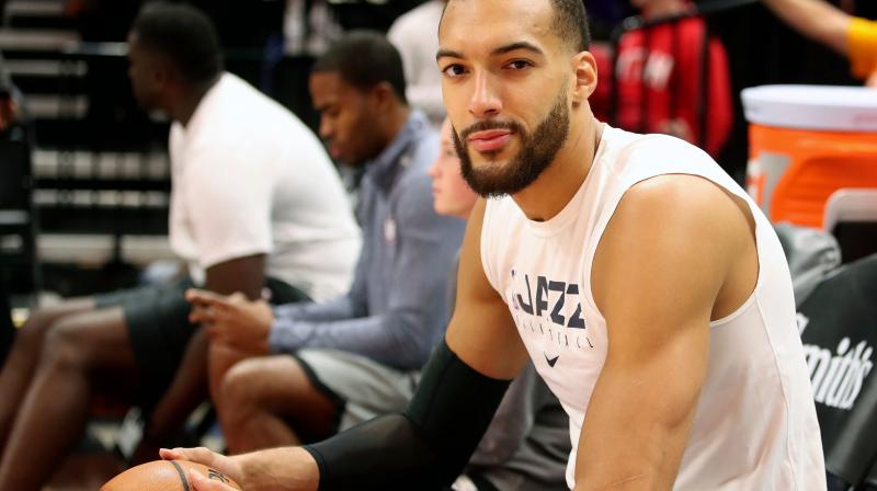 Utah Jazz center Rudy Gobert who, according to inside sources, tested positive for coronavirus, the results of which were declared shortly Utahs game against the Thunder in Oklahoma City was to begin on Wednesday. AFP Photo