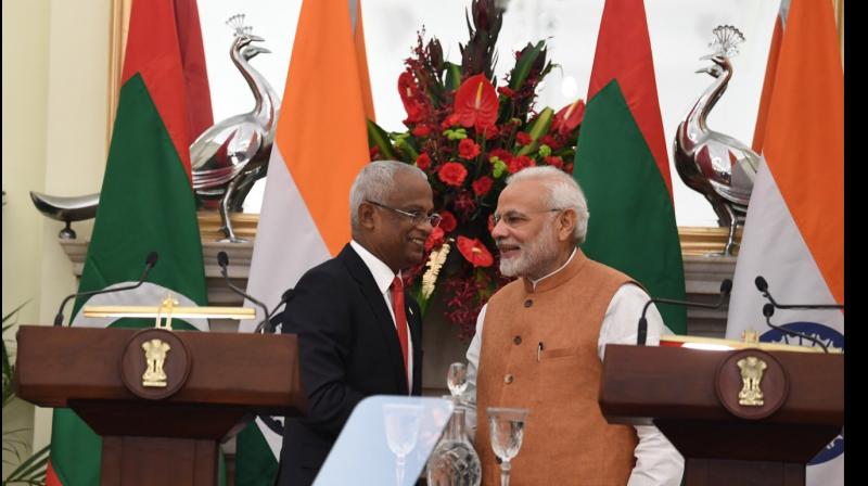 PM Modi had attended Maldives President Solih's swearing-in ceremony on November 17. (Photo: Twitter | @MEAIndia) PM Modi had attended Maldives President Solih's swearing-in ceremony on November 17. (Photo: Twitter | @MEAIndia)
