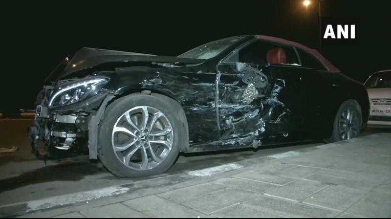‘The impact of the accident was such that the air bags of the Mercedes came out,’ an officer said. (Photo: ANI) ‘The impact of the accident was such that the air bags of the Mercedes came out,’ an officer said. (Photo: ANI)
