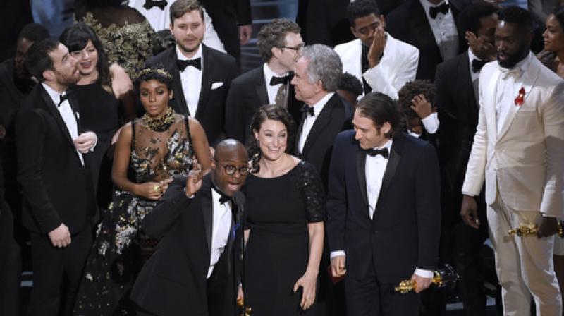 Barry Jenkins with the cast and crew of 'Moonlight'. Barry Jenkins with the cast and crew of 'Moonlight'.