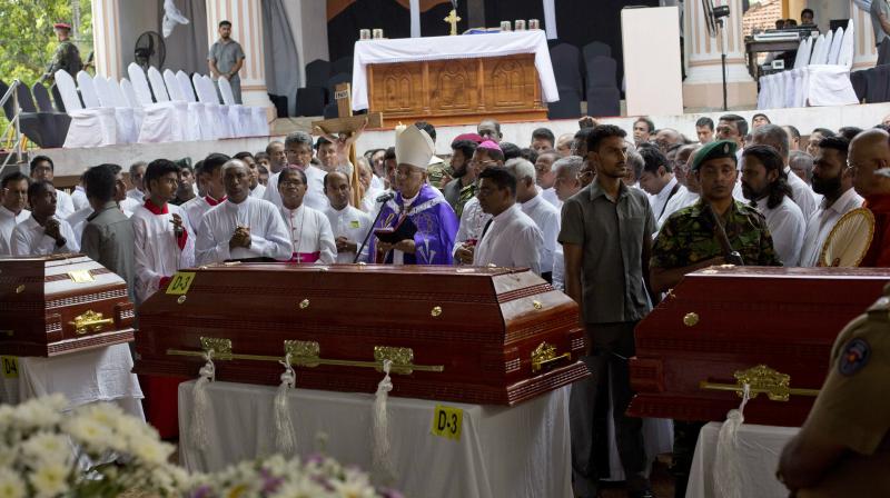 Cardinal Malcolm Ranjith speaks during a funeral service for Easter Sunday bomb blast victims at St. Sebastian Church in Negombo, Sri Lanka. (Photo:AP) Cardinal Malcolm Ranjith speaks during a funeral service for Easter Sunday bomb blast victims at St. Sebastian Church in Negombo, Sri Lanka. (Photo:AP)