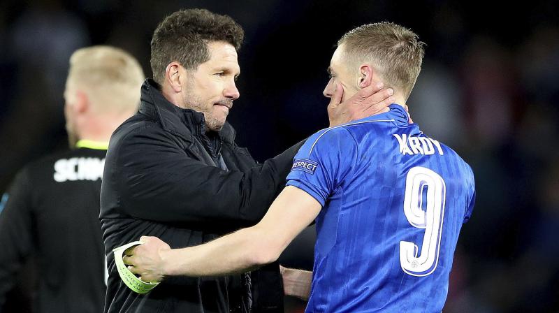 Jamie Vardy scored in vain as Leicester City's Champions League fairytale came to a valiant end following a 1-1 quarterfinal draw. (Photo: AP) Jamie Vardy scored in vain as Leicester City's Champions League fairytale came to a valiant end following a 1-1 quarterfinal draw. (Photo: AP)