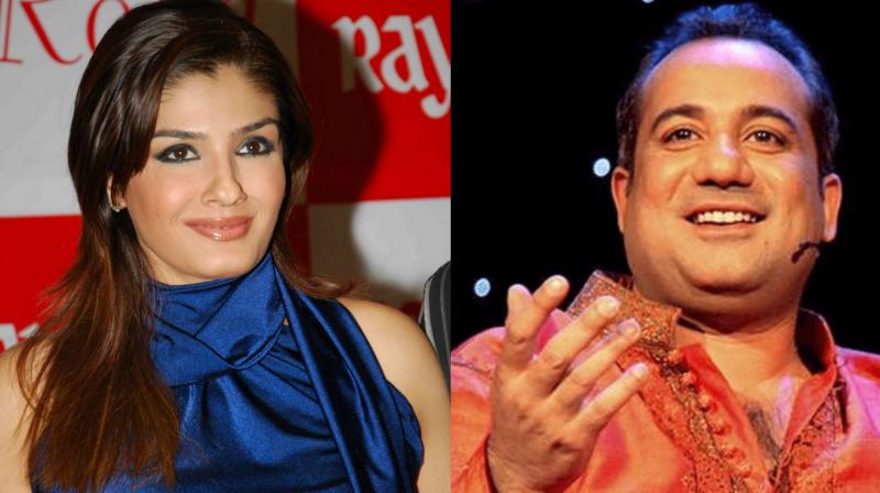 Rahat Fateh Ali Khan and Raveena Tandon. Rahat Fateh Ali Khan and Raveena Tandon.