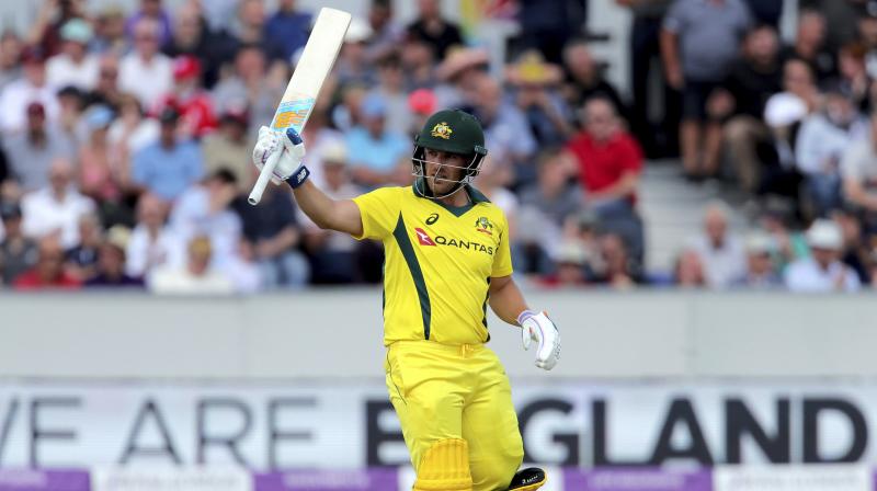 Finch struck 11 fours and six sixes as he recorded his highest-ever score in the ODI format. (Photo: AP) Finch struck 11 fours and six sixes as he recorded his highest-ever score in the ODI format. (Photo: AP)
