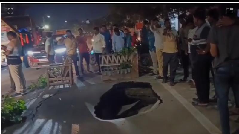 Hyderabad: Road Caves In At Hayathnagar