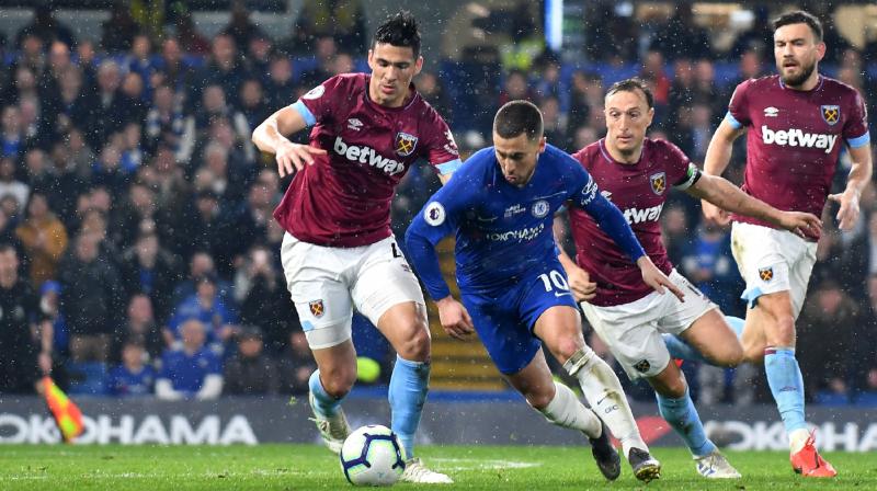 Hazard danced through West Ham’s packed defence in the 24th minute to put Maurizio Sarri’s side in front and Gonzalo Higuain should have buried the visitors before halftime. (Photo: AFP) Hazard danced through West Ham’s packed defence in the 24th minute to put Maurizio Sarri’s side in front and Gonzalo Higuain should have buried the visitors before halftime. (Photo: AFP)