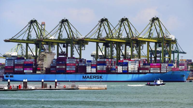 A container vessel docked at the West Coast container port in Singapore. (Photo: Roslan Rahman/AFP) A container vessel docked at the West Coast container port in Singapore. (Photo: Roslan Rahman/AFP)