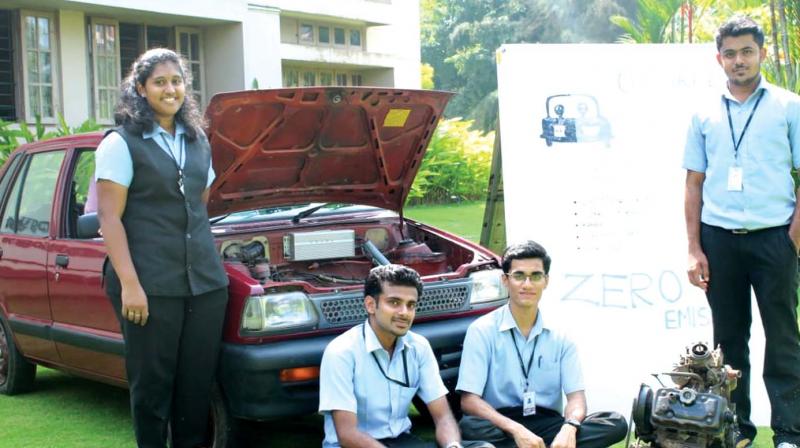 ‘Green Folks’ with the ordinary Maruti 800 which they converted into a semi-autonomous EV. ‘Green Folks’ with the ordinary Maruti 800 which they converted into a semi-autonomous EV.