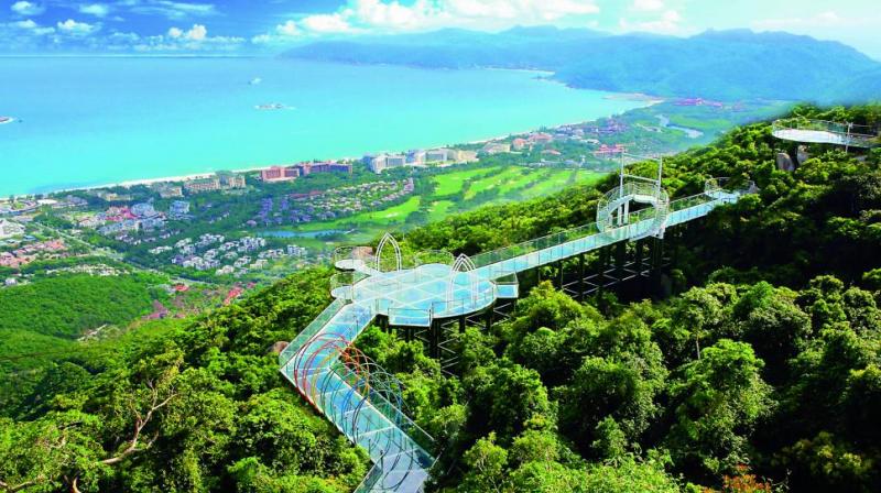 Glass Bridge, Yalong Bay Tropical Paradise Forest Park. Glass Bridge, Yalong Bay Tropical Paradise Forest Park.