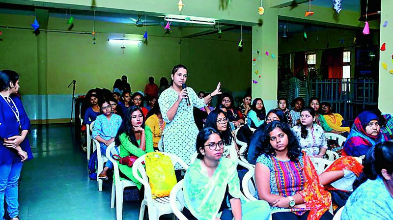 l Students of St Francis Women’s College were seen interacting with the speakers and getting their doubts cleared. l Students of St Francis Women’s College were seen interacting with the speakers and getting their doubts cleared.