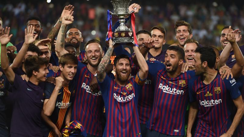 The match had endured a controversial build-up when Sevilla threatened to file a complaint against Barcelona if the La Liga champions fielded more than three non-EU players. (Photo: AFP) The match had endured a controversial build-up when Sevilla threatened to file a complaint against Barcelona if the La Liga champions fielded more than three non-EU players. (Photo: AFP)