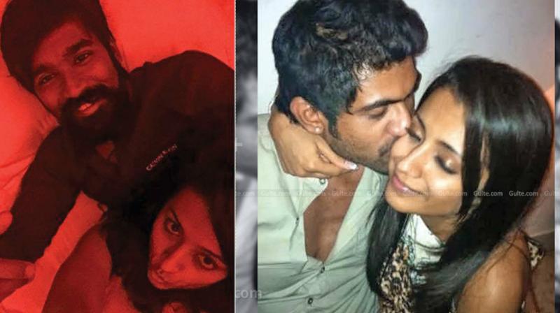 Private photos of Dhanush, Trisha and Rana leaked recently. Private photos of Dhanush, Trisha and Rana leaked recently.