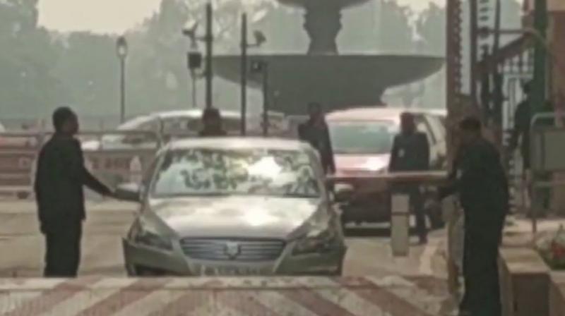 Parliament security personnel are investigating the cause of the incident. (Photo: ANI | Twitter) Parliament security personnel are investigating the cause of the incident. (Photo: ANI | Twitter)