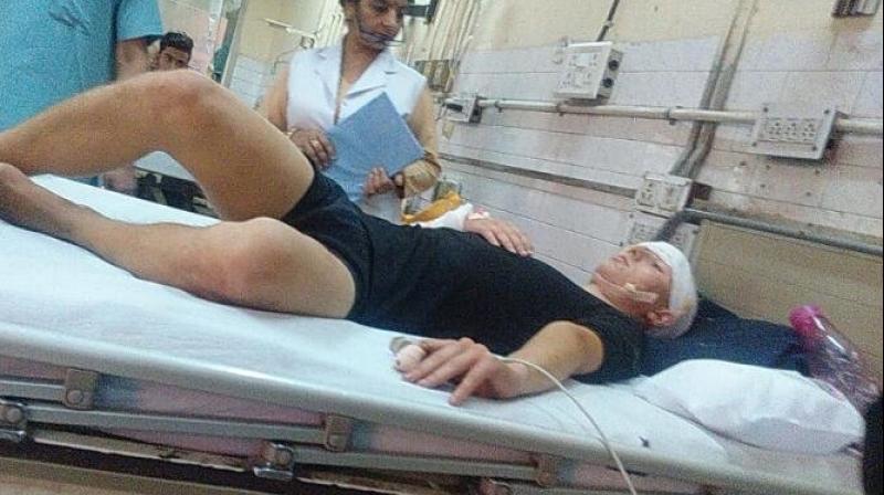 The German national is being treated at a hospital. (Photo: ANI Twitter) The German national is being treated at a hospital. (Photo: ANI Twitter)