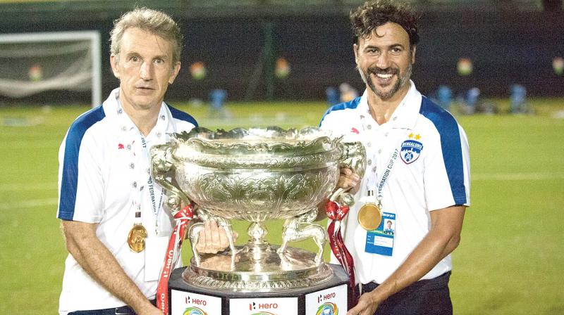 BFC Coach Albert Roca and assistant coach Carles Cuadrat. BFC Coach Albert Roca and assistant coach Carles Cuadrat.