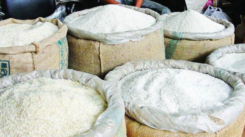 Rice prices in India fell due to ample supply and recent slide in the rupee. Rice prices in India fell due to ample supply and recent slide in the rupee.