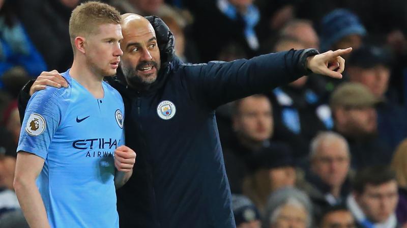Guardiola declined to go into specifics about De Bruyne's reaction to being substituted against Burton, pointing out, instead, that the squad's depth presented him with numerous problems. (Photo: AFP) Guardiola declined to go into specifics about De Bruyne's reaction to being substituted against Burton, pointing out, instead, that the squad's depth presented him with numerous problems. (Photo: AFP)