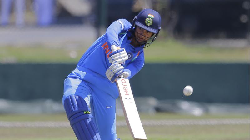 Mandhana's 104-ball knock included nine fours and three sixes, while Rodrigues managed nine hits to the fence. (Photo: AP) Mandhana's 104-ball knock included nine fours and three sixes, while Rodrigues managed nine hits to the fence. (Photo: AP)