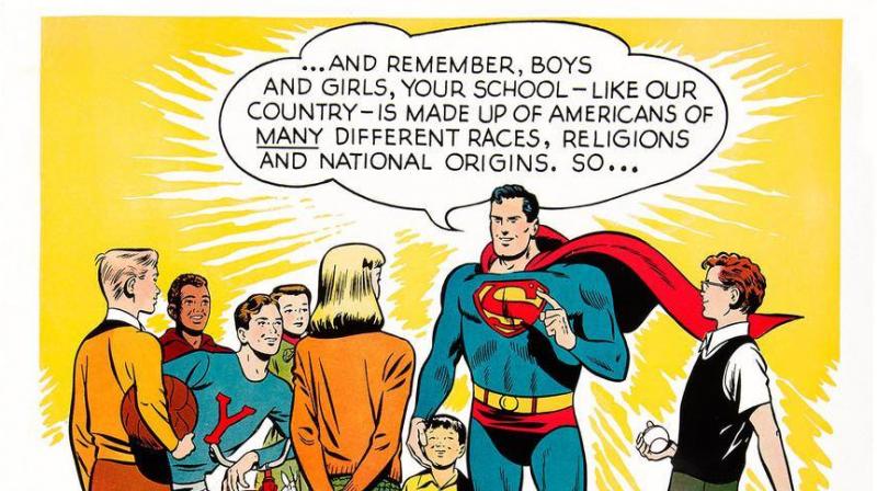 Superman, the DC Comics superhero, has a new mission protecting hard-working immigrants from white supremacist bullies. (Photo: Facebook/ DC Comics) Superman, the DC Comics superhero, has a new mission protecting hard-working immigrants from white supremacist bullies. (Photo: Facebook/ DC Comics)