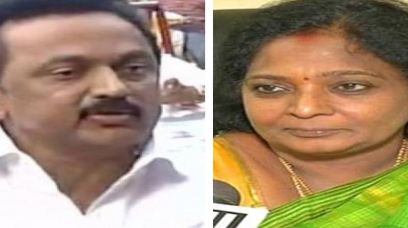Asked about reports of Stalin being in talks with BJP, Soundararajan said 'that is true' and laughed. (Photo: ANI) Asked about reports of Stalin being in talks with BJP, Soundararajan said 'that is true' and laughed. (Photo: ANI)