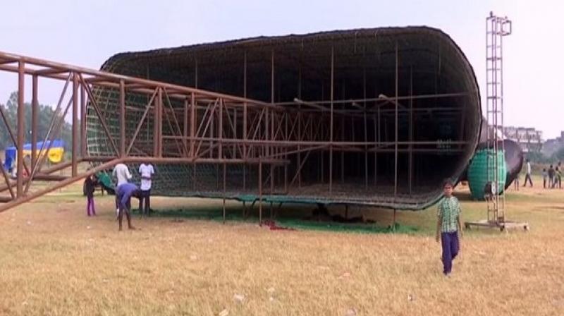 The organiser said that the effigy weights over 70 quintals. (Photo: ANI) The organiser said that the effigy weights over 70 quintals. (Photo: ANI)