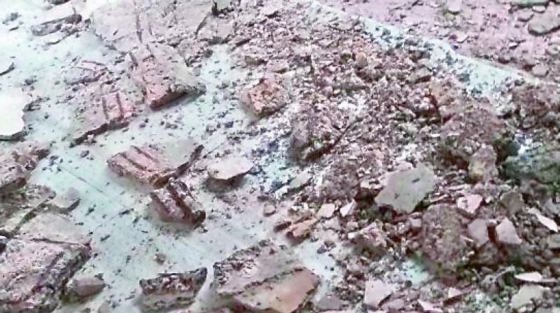 The roof of Osmania General Hospital that collapsed on Monday. (Photo: DC) The roof of Osmania General Hospital that collapsed on Monday. (Photo: DC)