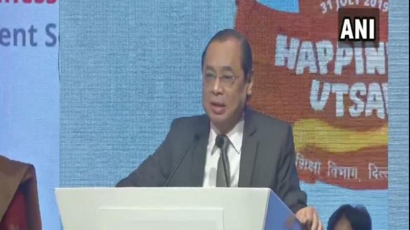 ‘Perhaps we can have something like happiness classes in our judicial academies also; without happiness, education can never be complete,’ said Gogoi. (Photo: ANI) ‘Perhaps we can have something like happiness classes in our judicial academies also; without happiness, education can never be complete,’ said Gogoi. (Photo: ANI)