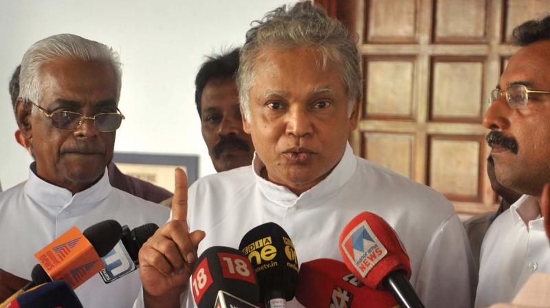Arch Diocesan Protection Council convener Fr. Sebastian Thalian and spokesman Fr. Jose Vylikodathu along with members of the laity organisation, addressing the media after a meeting in Kochi on Tuesday. — SUNOJ NINAN MATHEW. Arch Diocesan Protection Council convener Fr. Sebastian Thalian and spokesman Fr. Jose Vylikodathu along with members of the laity organisation, addressing the media after a meeting in Kochi on Tuesday. — SUNOJ NINAN MATHEW.