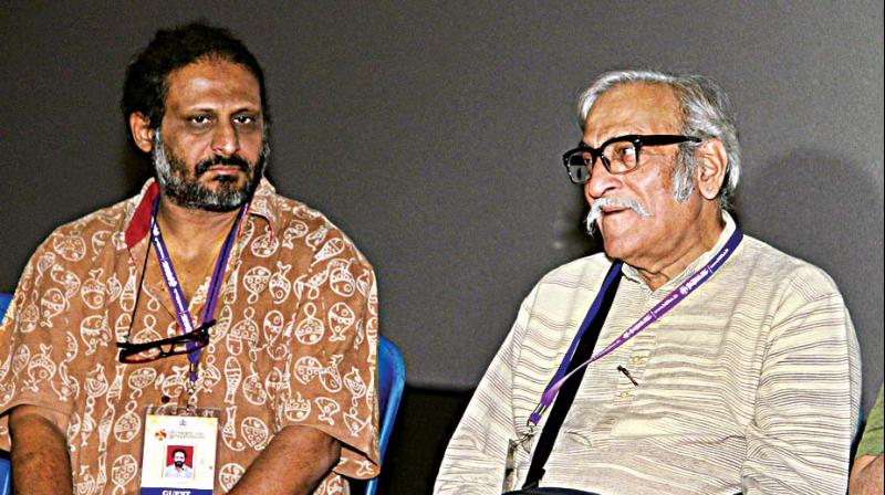Filmmakers Dr Mohan Aghase and Sunil Sukthankar at the Bengaluru International Film Festival, on Tuesday. (Photo: DC) Filmmakers Dr Mohan Aghase and Sunil Sukthankar at the Bengaluru International Film Festival, on Tuesday. (Photo: DC)