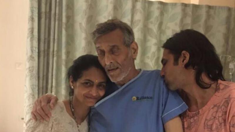 Khanna accompanied by his wife Kavita and son Sakshi at the hospital. Khanna accompanied by his wife Kavita and son Sakshi at the hospital.