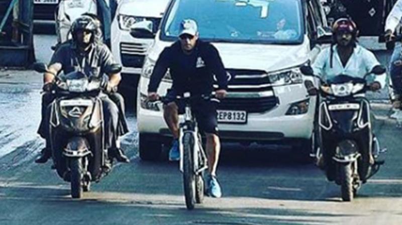 Salman Khan riding bike. (Photo: Instagram) Salman Khan riding bike. (Photo: Instagram)
