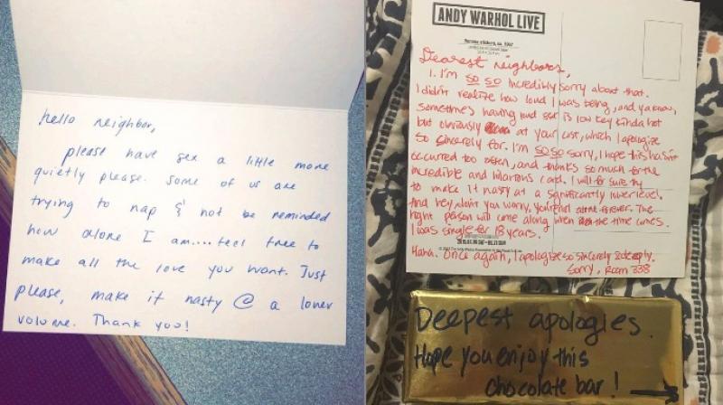The neighbour sent a note with a chocolate (Photo: Twitter) The neighbour sent a note with a chocolate (Photo: Twitter)