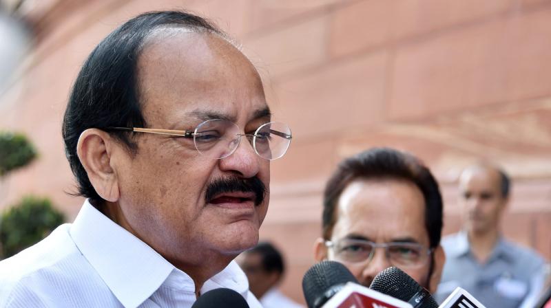 Union Minister for Information and Broadcasting M Venkaiah Naidu speaking to media at Parliament, in New Delhi. (Photo: PTI) Union Minister for Information and Broadcasting M Venkaiah Naidu speaking to media at Parliament, in New Delhi. (Photo: PTI)