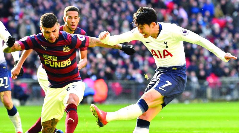 Tottenham Hotspur’s Son Heung-Min in action against Newcastle United in their Premier League match at the Wembley Stadium in London on Saturday. Tottenham won 1-0. (Photo: AFP) Tottenham Hotspur’s Son Heung-Min in action against Newcastle United in their Premier League match at the Wembley Stadium in London on Saturday. Tottenham won 1-0. (Photo: AFP)