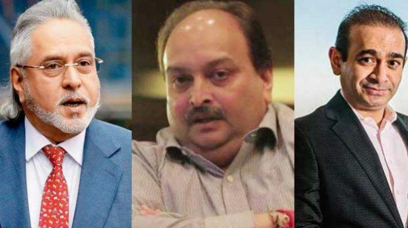 (From left) Embattled liquor baron Vijay Mallya, Gitanjali Group owner Mehul Choksi, absconding billionaire Nirav Modi. (Photo: PTI) (From left) Embattled liquor baron Vijay Mallya, Gitanjali Group owner Mehul Choksi, absconding billionaire Nirav Modi. (Photo: PTI)
